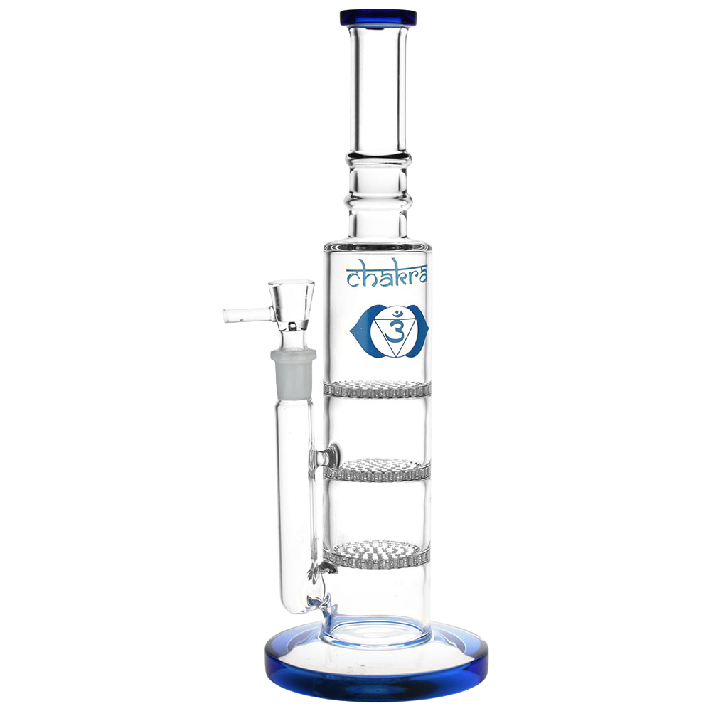 Chakra Triple Honeycomb Tower Bong | Blue