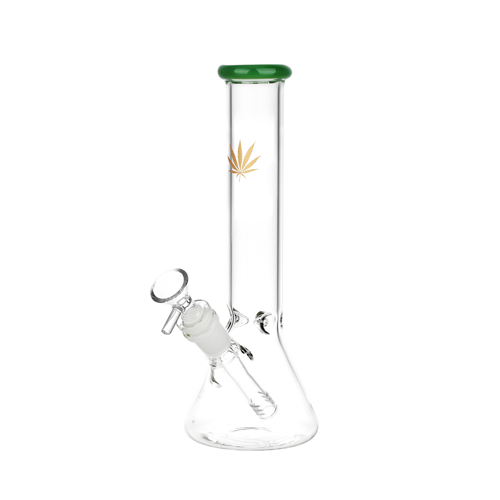 Classic Glass Gold Leaf Beaker Bong | Medium | Green