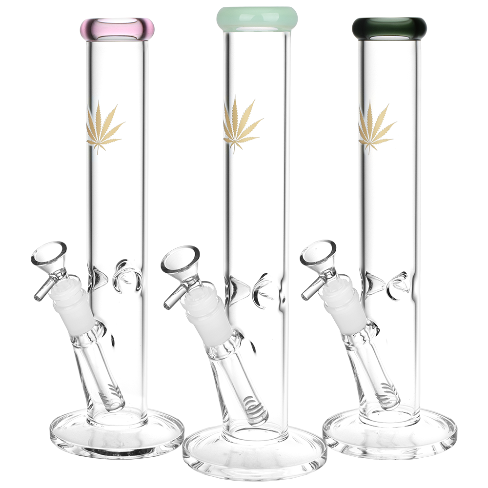 Classic Glass Gold Leaf Straight Tube Bong | Group