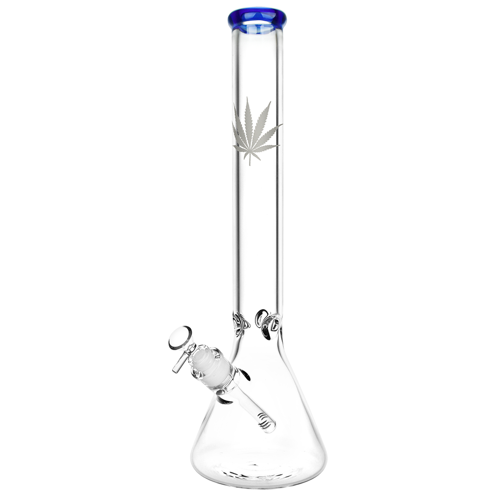Classic Glass Silver Leaf Beaker Bong | Extra Large | Blue