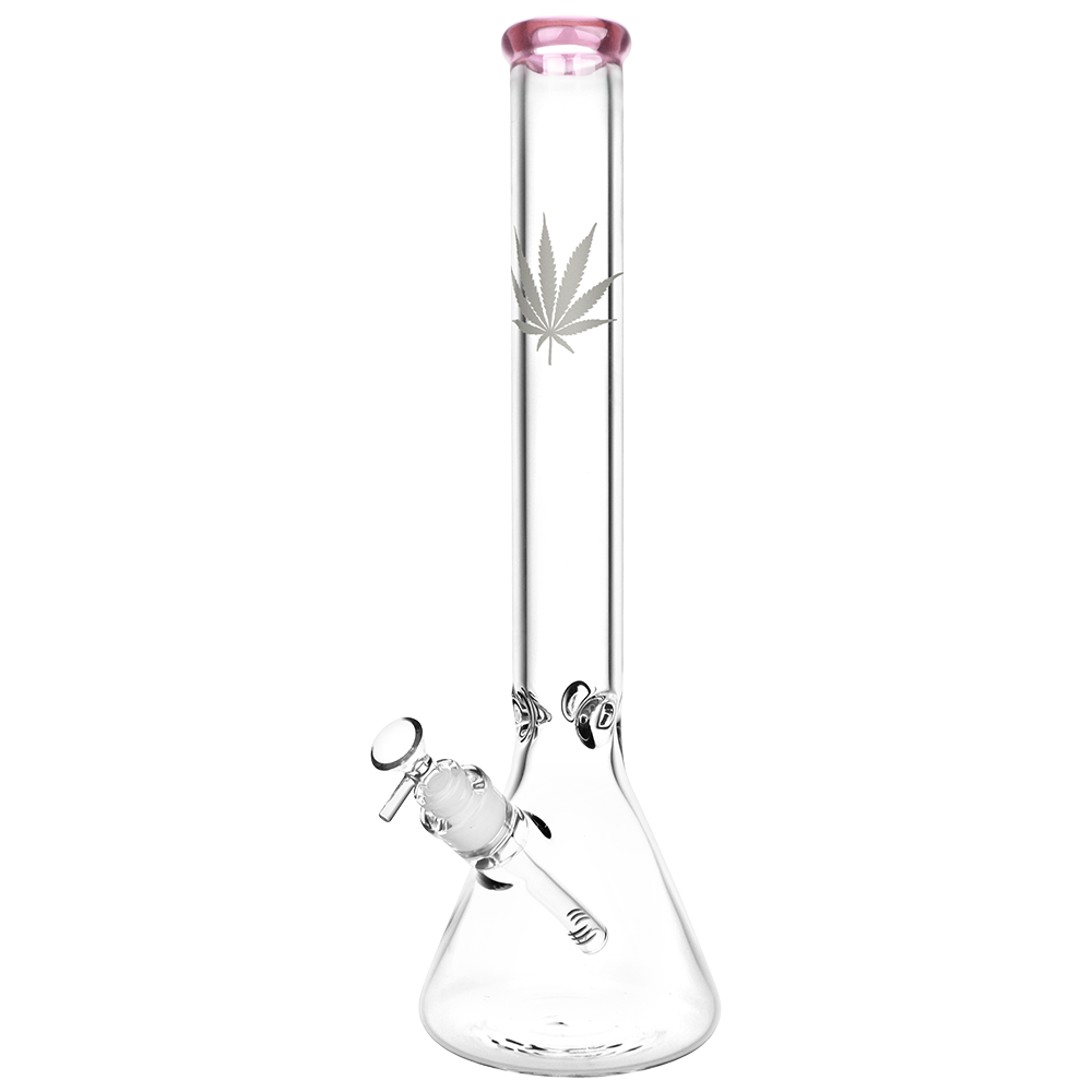 Classic Glass Silver Leaf Beaker Bong | Extra Large | Pink