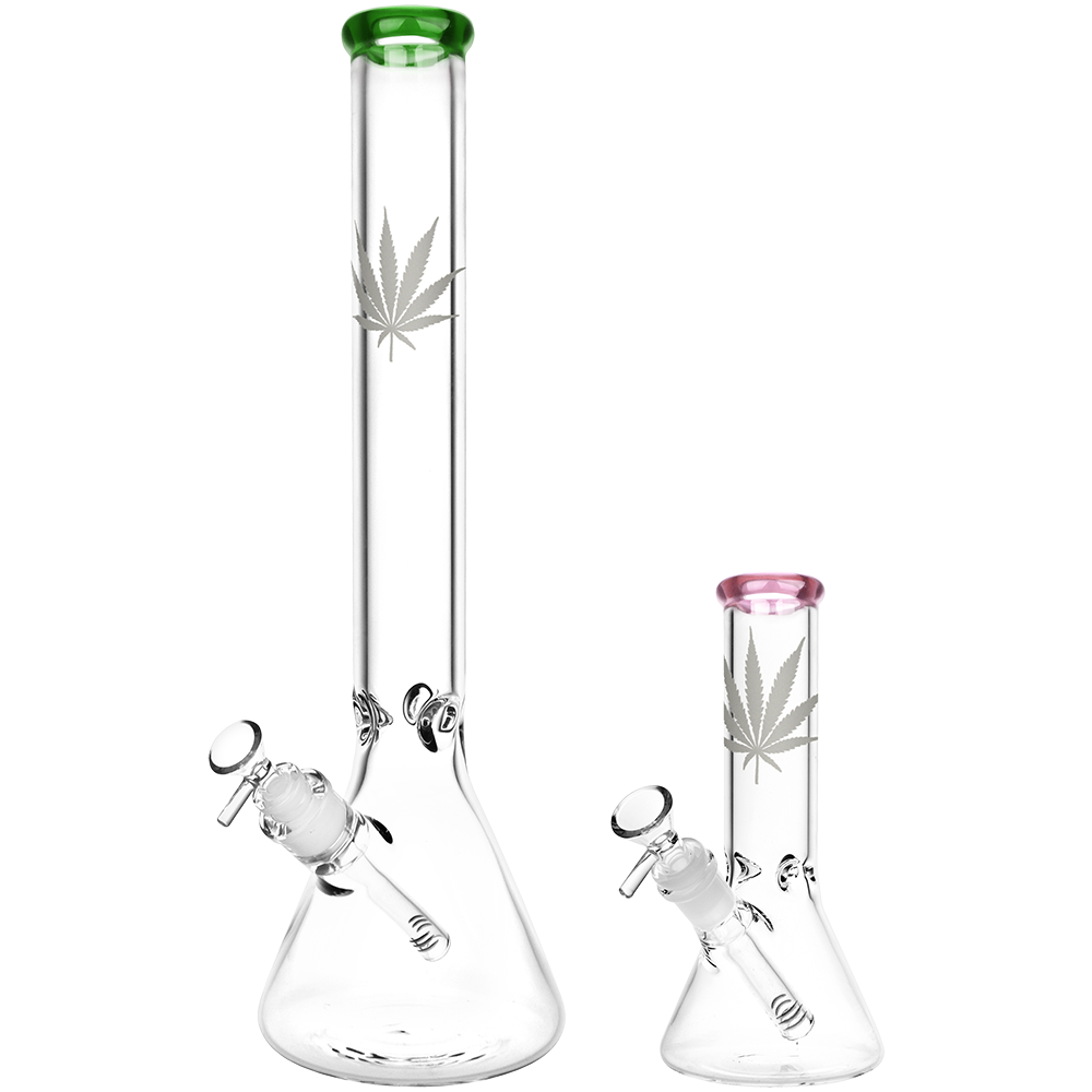 Classic Glass Silver Leaf Beaker Bong | Multiple Sizes Group