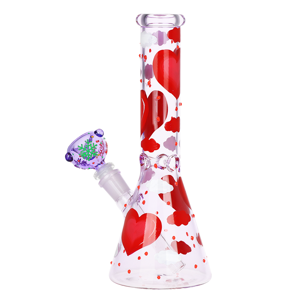 Cloudy Hearts Beaker Bong | Back View
