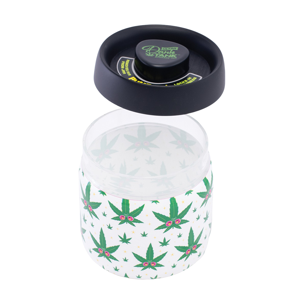 Dank Tank Vacuum Glass Jar | Hemp Leaf | Open View