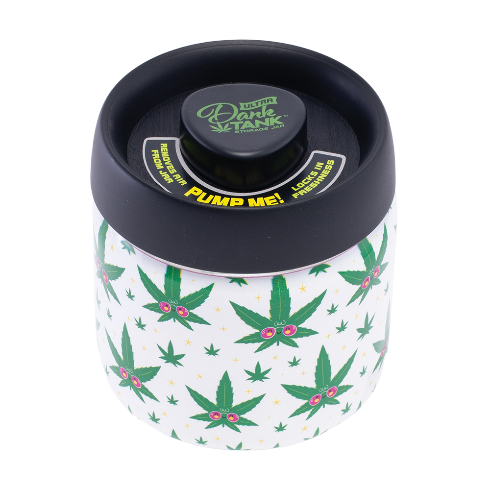 Dank Tank Vacuum Glass Jar | Hemp Leaf | Front View