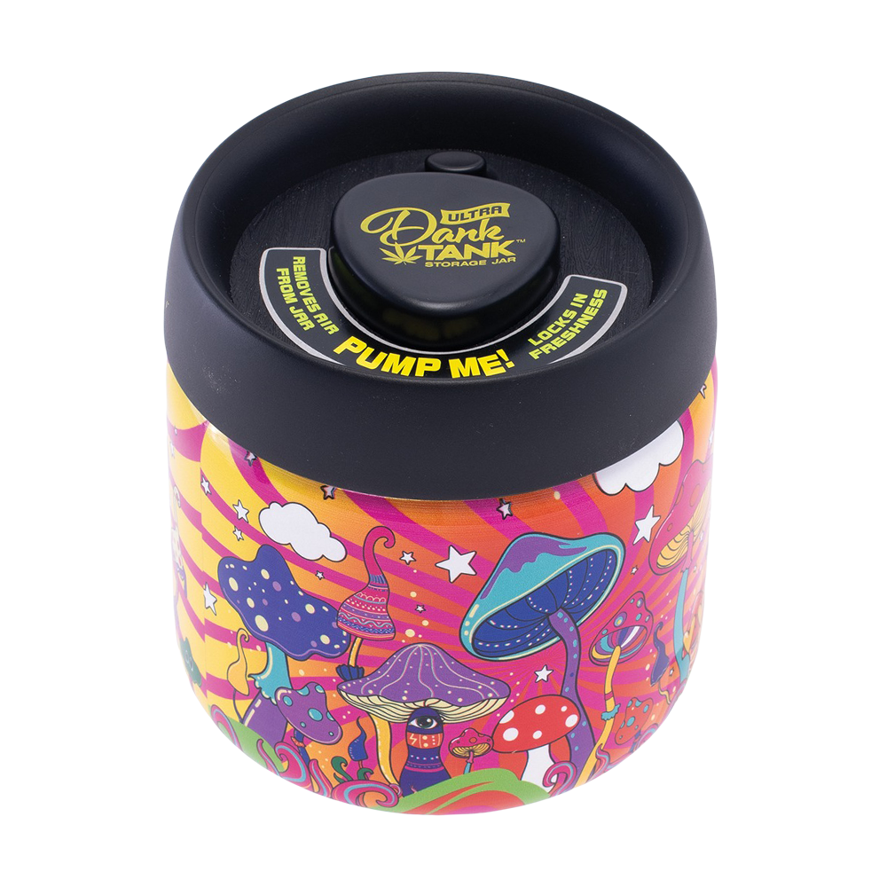 Dank Tank Vacuum Glass Jar | Mushroom Vibe | Front View