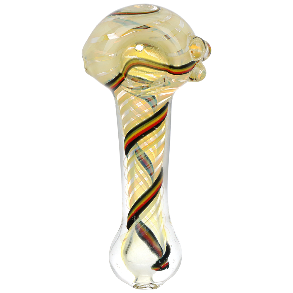 Fumed Rasta Swirl Spoon Pipe | Top View