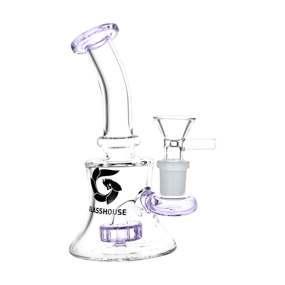 Glasshouse Bent Neck Bell Bong | Purple