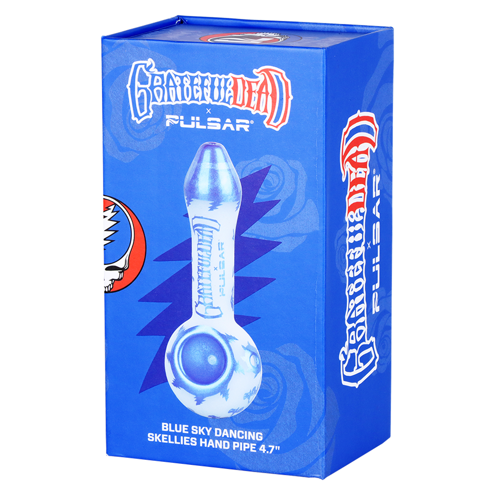 Grateful Dead x Pulsar Etched Spoon Pipe | Blue Sky Dancing Skellies | Gift Box Packaging