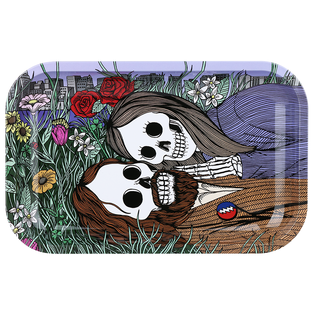 Grateful Dead x Pulsar Metal Rolling Tray | Flower Couple | Front View