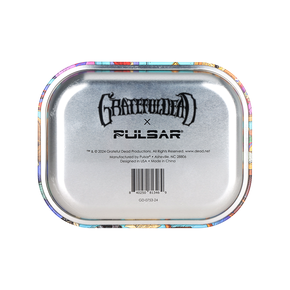 Grateful Dead x Pulsar Mini Metal Rolling Tray | Steal Your Face | Back View