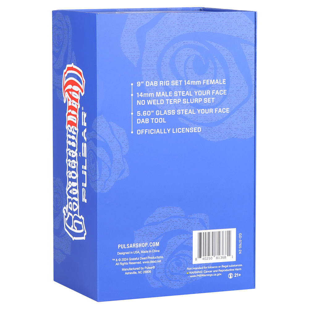 Grateful Dead x Pulsar Stealied Out Dab Rig Set | Packaging | Back View