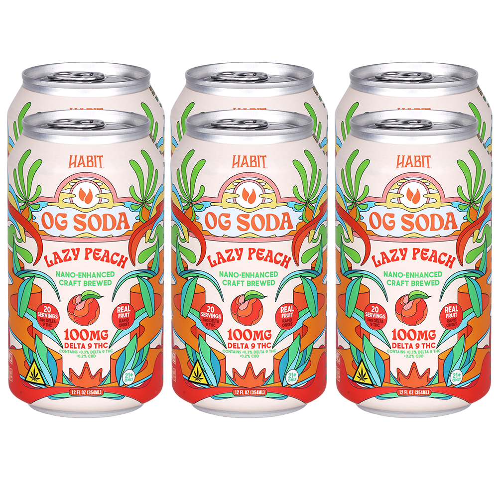 Habit D9 THC OG Soda | Lazy Peach | 6 Pack