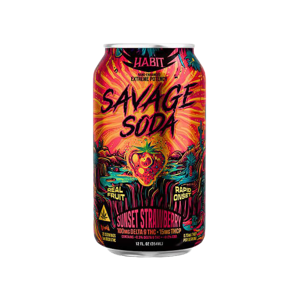 Habit D9 THC Savage Edition Soda | Sunset Strawberry | Individual Can