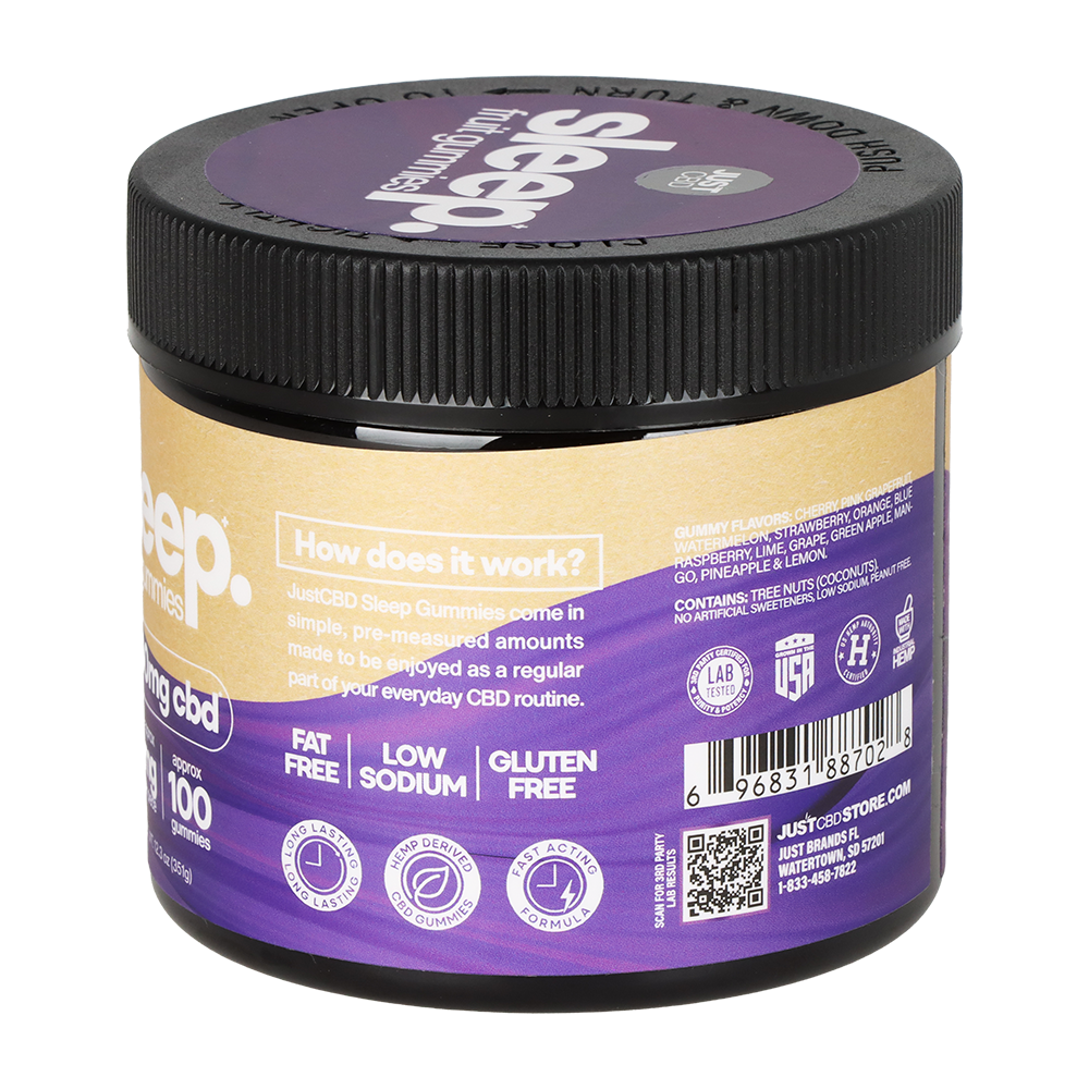 JUST CBD SLEEP Gummies | Clear Bears | Packaging Back