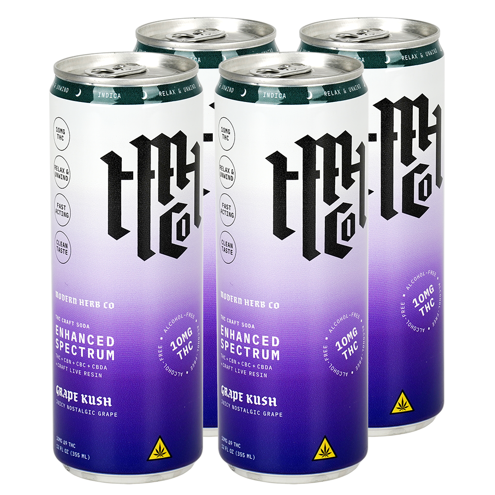 Modern Herb Co D9 THC Craft Soda | Grape Kush | 4 Pack