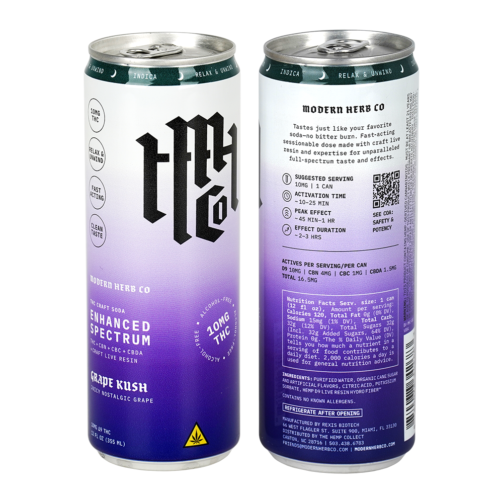 Modern Herb Co D9 THC Craft Soda | Grape Kush | Individual Can