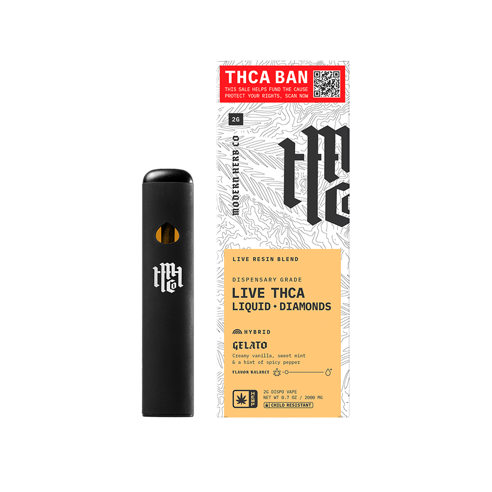 Modern Herb Co Liquid Diamonds THCA Disposable Vape | Gelato | 2 Gram