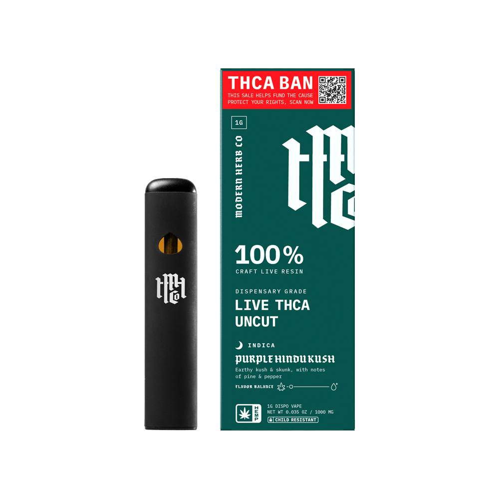 Modern Herb Co SAVE THCA Live Resin Uncut Disposable Vape | Purple Hindu Kush | 1 Gram