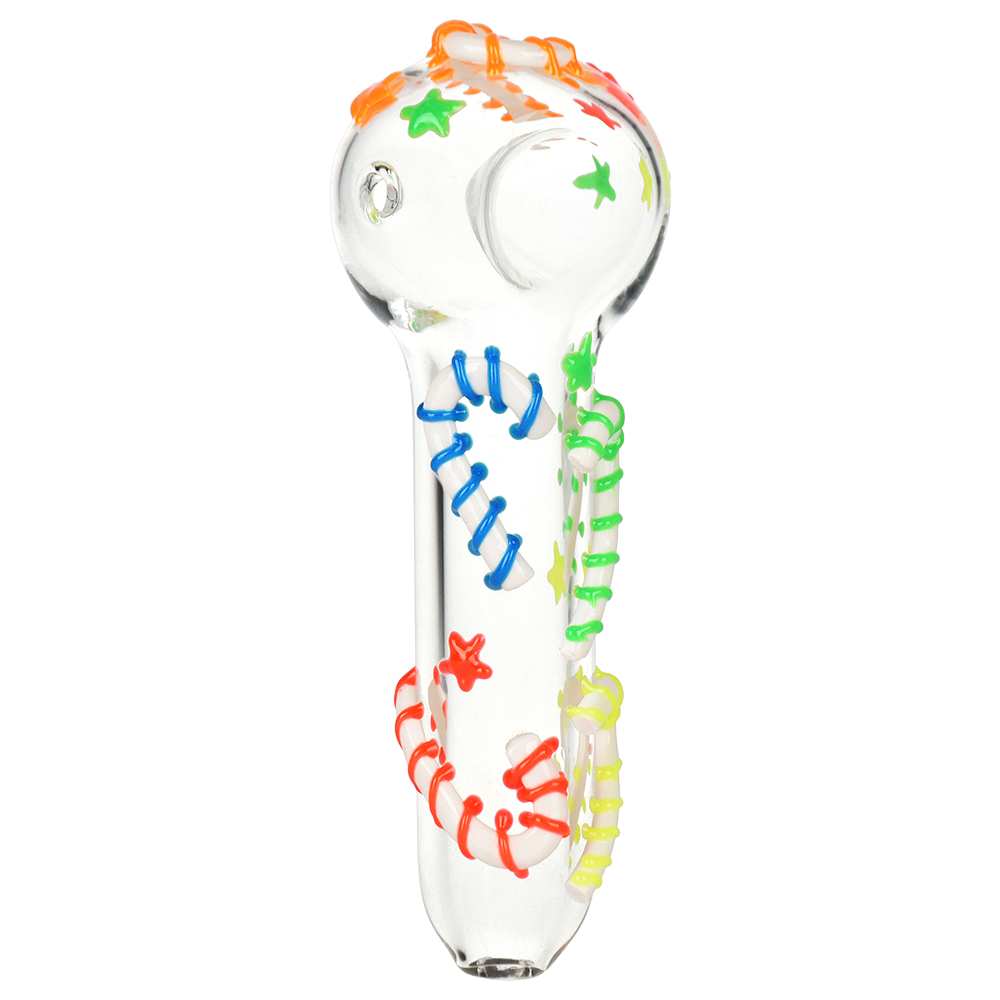 Neon Candy Cane Spoon Pipe | Top View