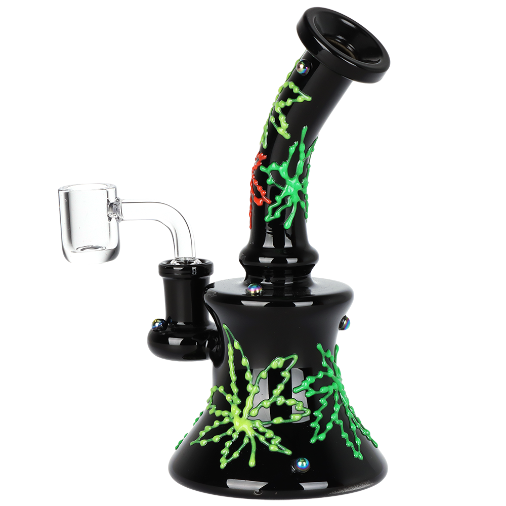 Neon Rasta Leaf Dab Rig | Back View