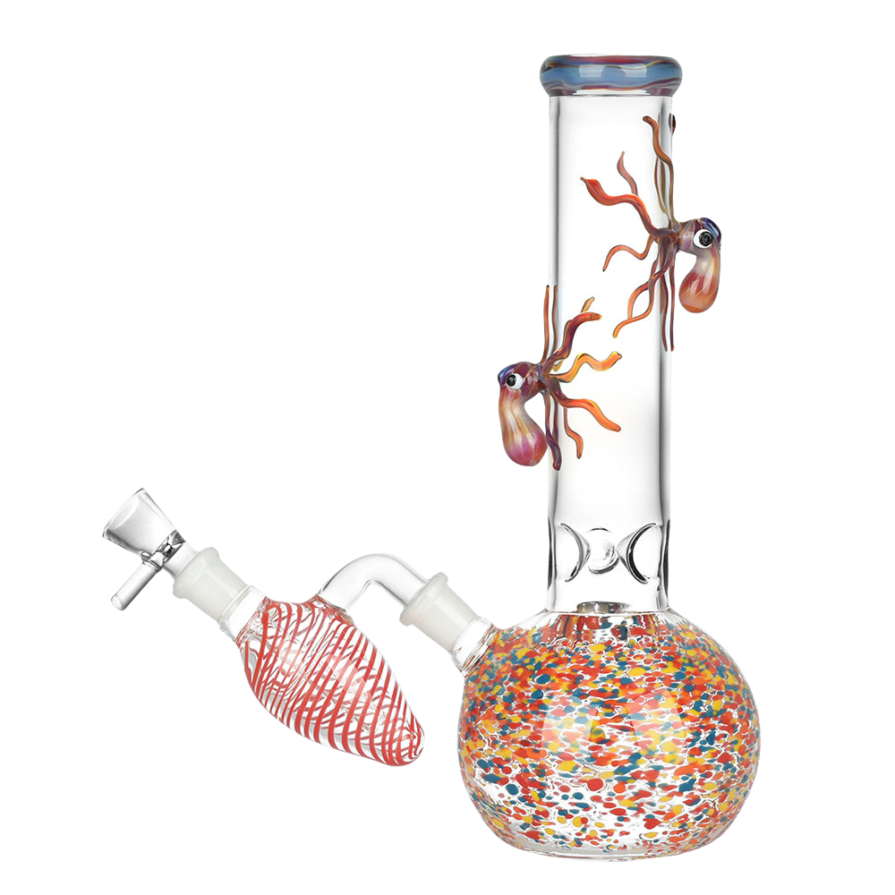 Octopus Frit Bubble Base Bong & Ash Catcher | Side View