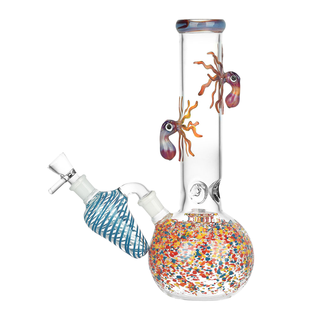 Octopus Frit Bubble Base Bong & Ash Catcher | Side View