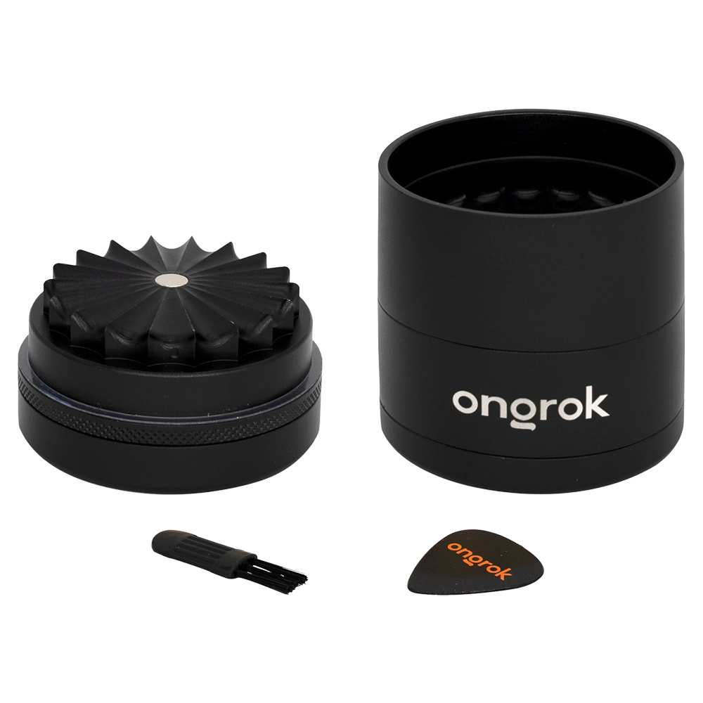 ONGROK Flower Petal Toothless Grinder | 2.2" | Black | Mill Chamber View