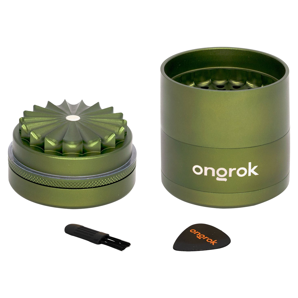 ONGROK Flower Petal Toothless Grinder | 2.2" | Green | Mill Chamber View