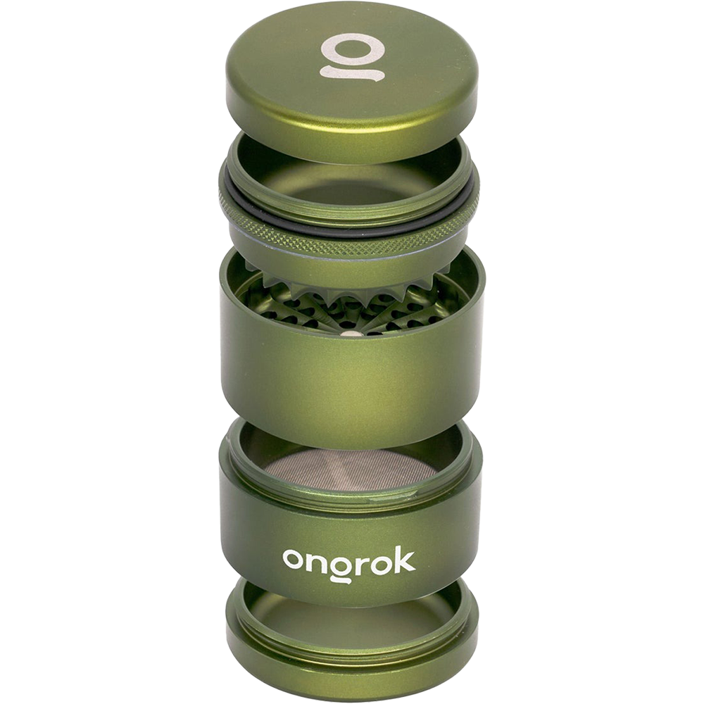 ONGROK Flower Petal Toothless Grinder | 2.5" | Green | Exploded View