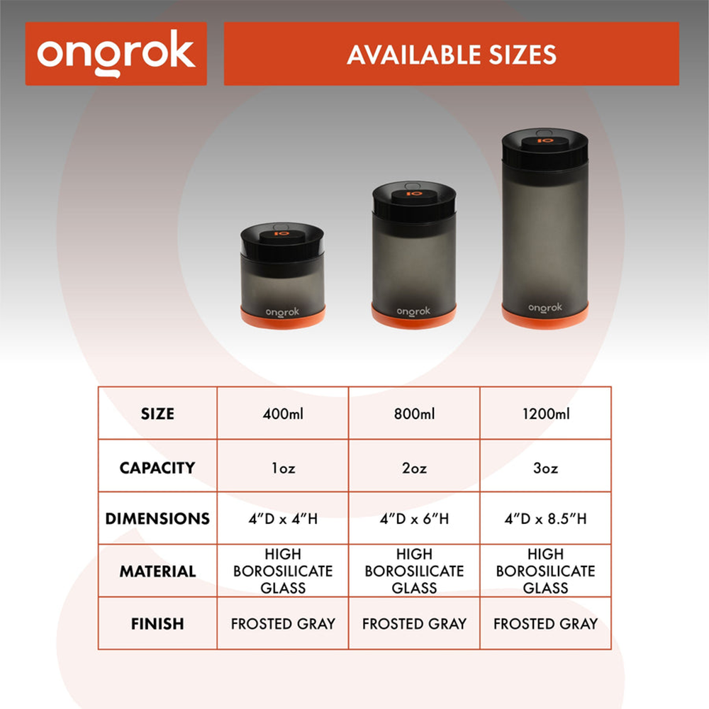 ONGROK Vacuum UV Glass Jar | Size & Capacity Chart