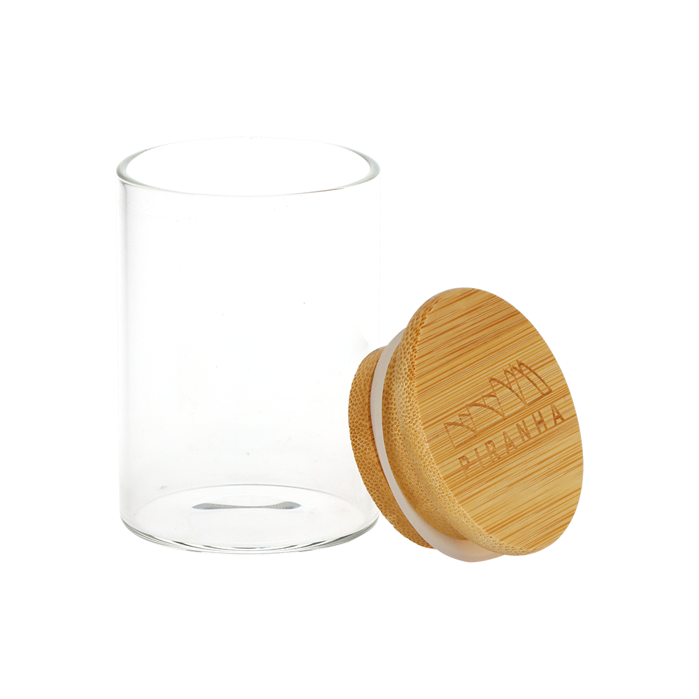 Piranha Bamboo Lid Stash Jar | Extra Small Size | Open View