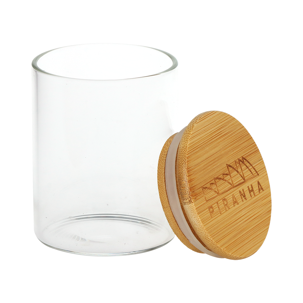 Piranha Bamboo Lid Stash Jar | Small Size | Open View