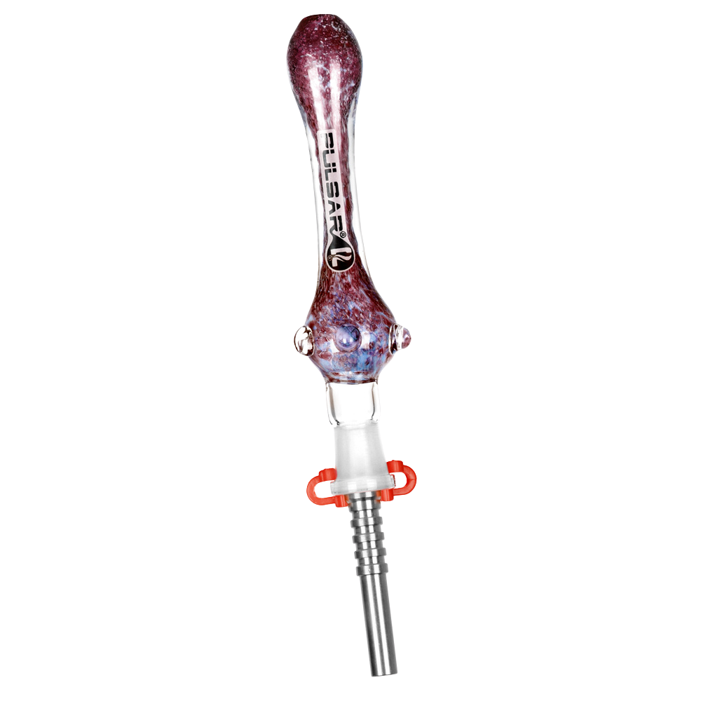 Pulsar Candy Frit Twist Dab Straw | Titanium Tip | Maroon Blue
