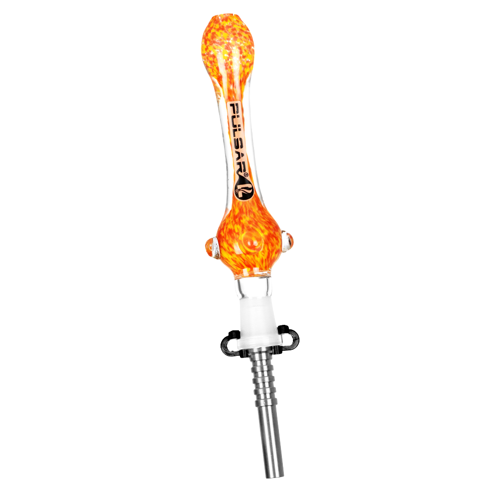 Pulsar Candy Frit Twist Dab Straw | Titanium Tip | Orange Yellow