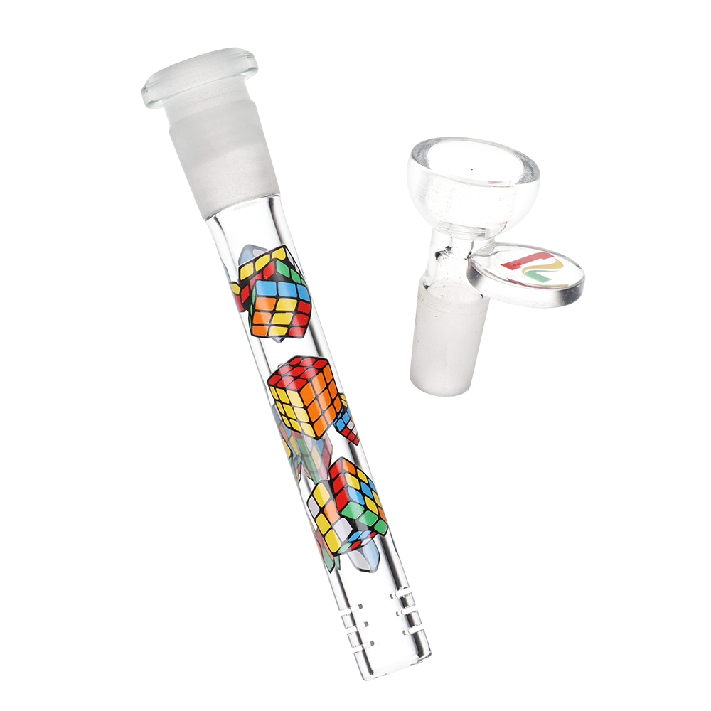 Pulsar Design Series Straight Tube Bong | Cubez | Matching Slitted Diffuser Downstem & Herb Slide