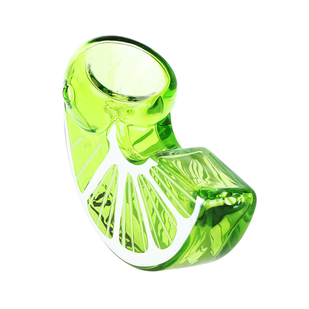 Pulsar Fruit Slice Hand Pipe | Lime | Bowl & Mouthpiece View