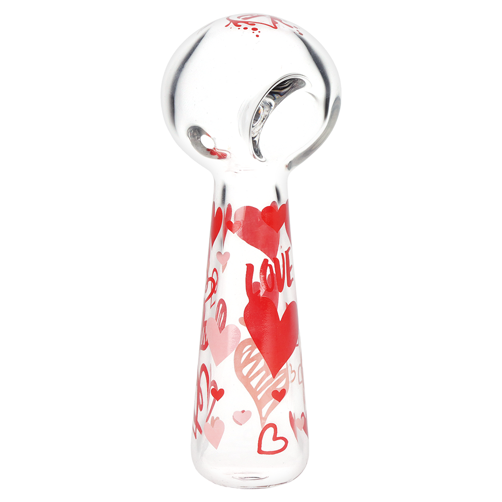 Pulsar Hearts 'n' Roses Beaker Herb Pipe Duo | Matching Spoon Pipe | Top View