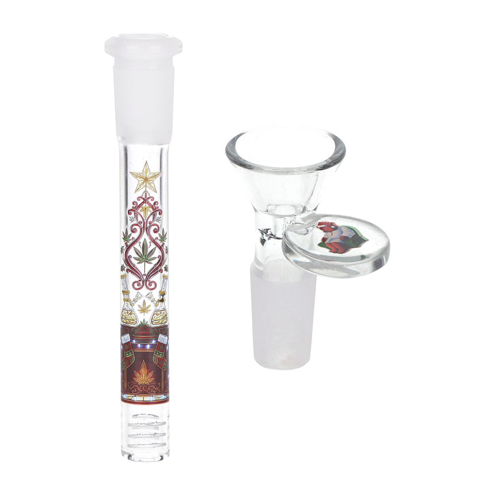 Pulsar Holiday Hibernation Beaker Bong | Matching Downstem & Herb Slide