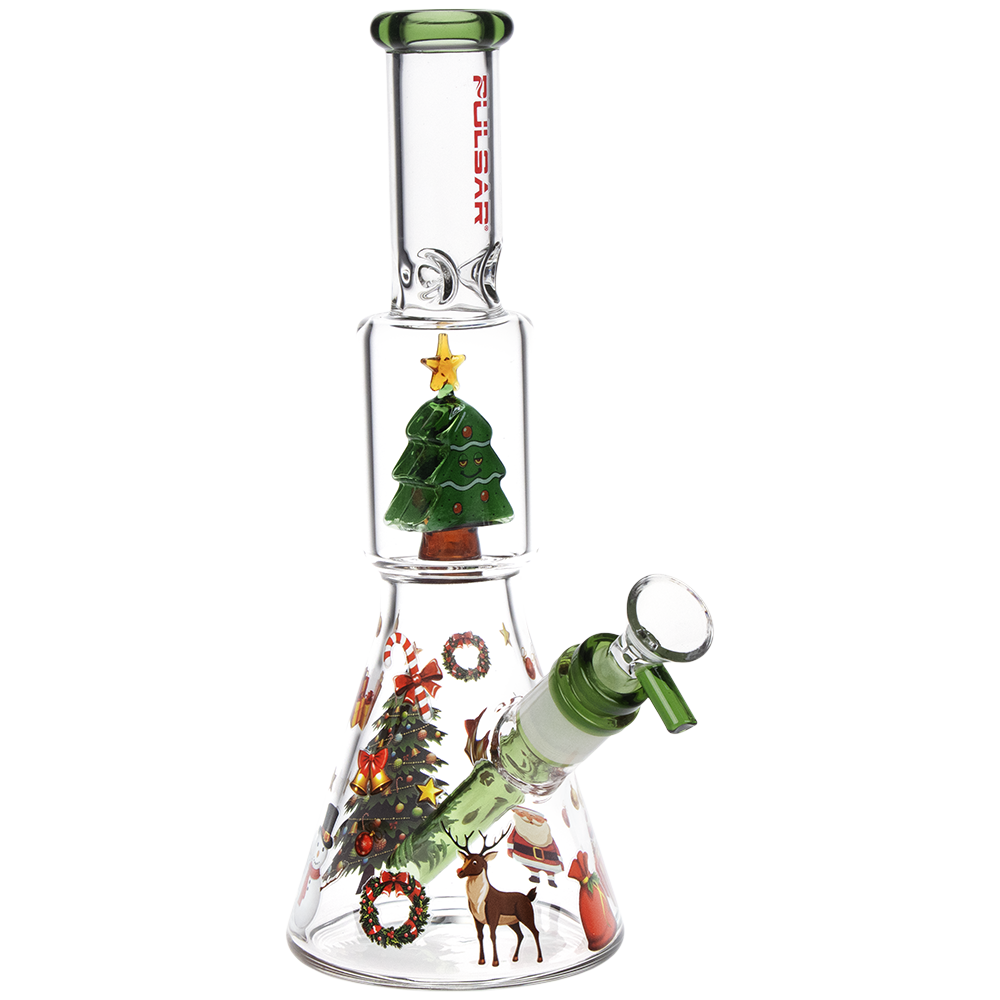 Pulsar Holiday Party Tree Beaker Bong | Front View