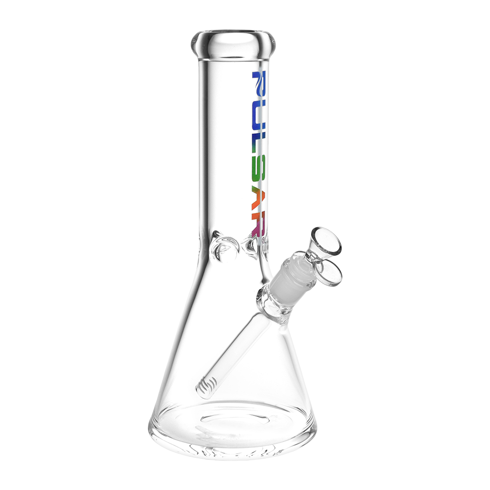 Pulsar Illustrated Logo Beaker Bong | Medium Size | Rainbow