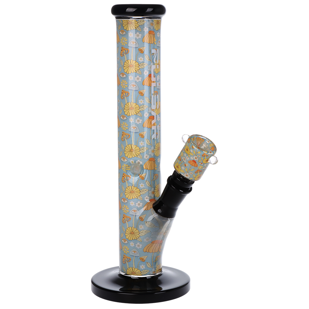 Pulsar Inside Print Straight Tube Bong | Flower Vision | Front View