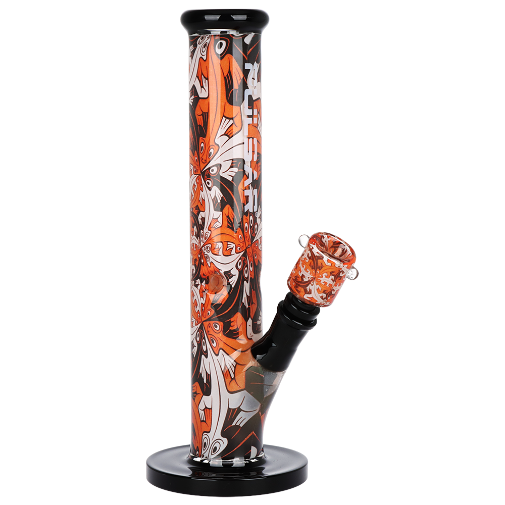 Pulsar Inside Print Straight Tube Bong | Interlocking Lizards | Front View
