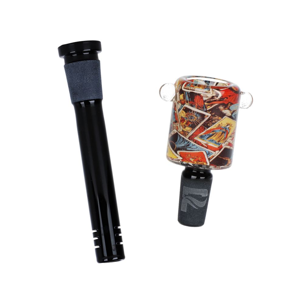 Pulsar Inside Print Straight Tube Bong | Tarot Time | Downstem & Herb Slide