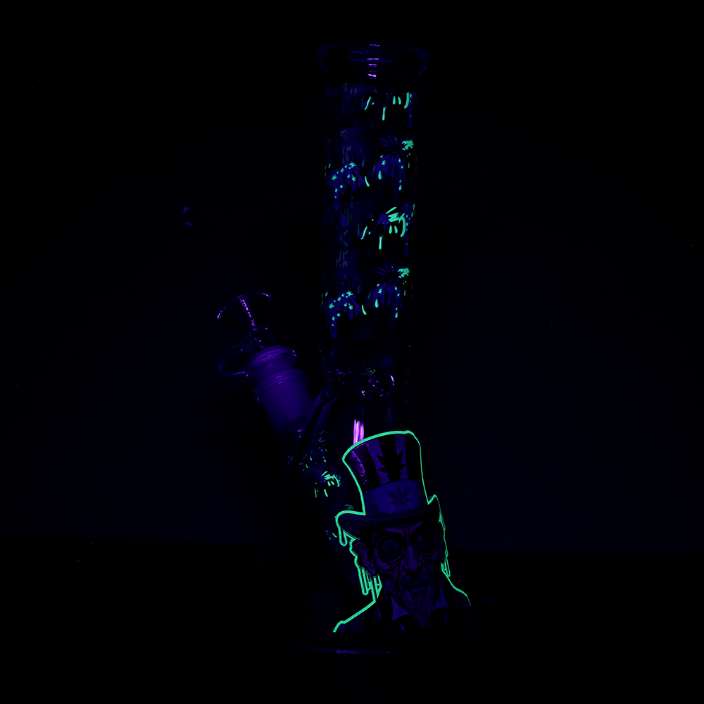 Pulsar Melting Uncle Sam Beaker Bong | Glow In The Dark Accents