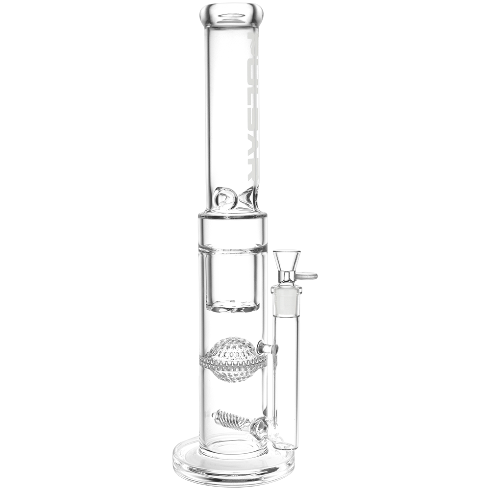 Pulsar Triple Perc Tower Straight Tube Bong | Front View