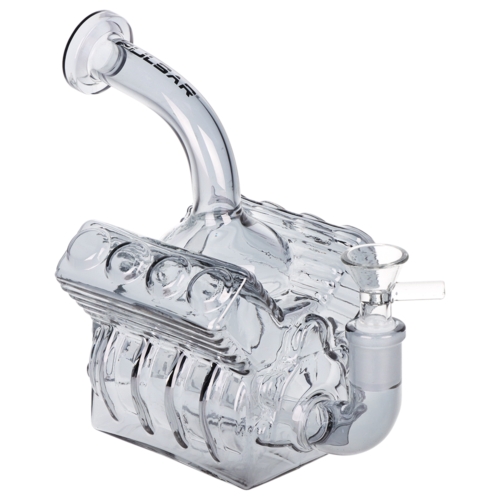 Pulsar V8 Engine Electroplated Bong | Frontal Side View