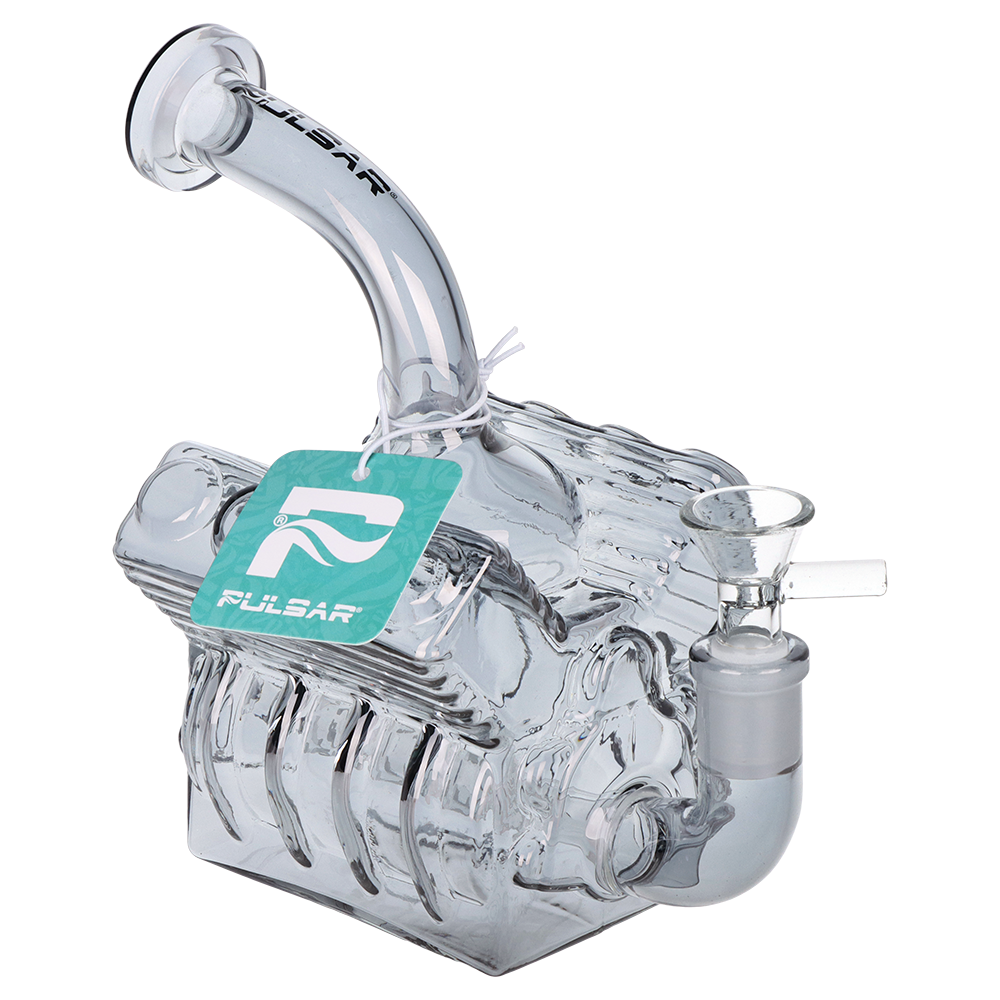 Pulsar V8 Engine Electroplated Bong | Frontal Side View