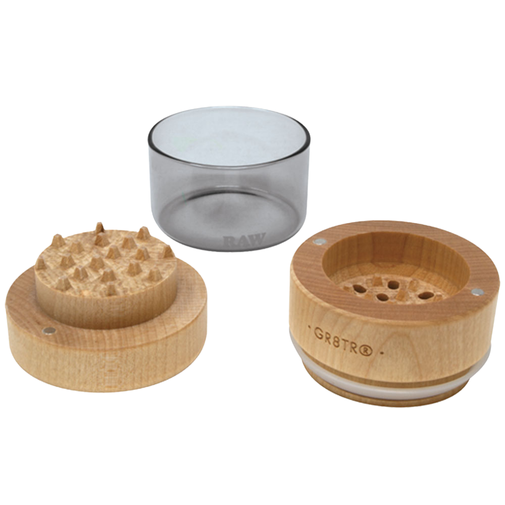 RAW Natural Wood Grinder & Stash Jar | Pieces