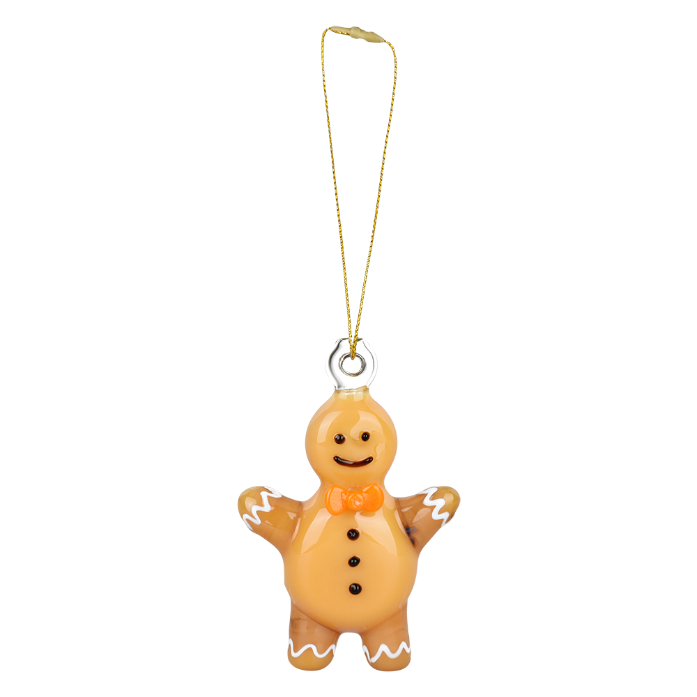 Santa's Secret Hangable Ornament Hand Pipe | Gingerbread Cookie | Front View